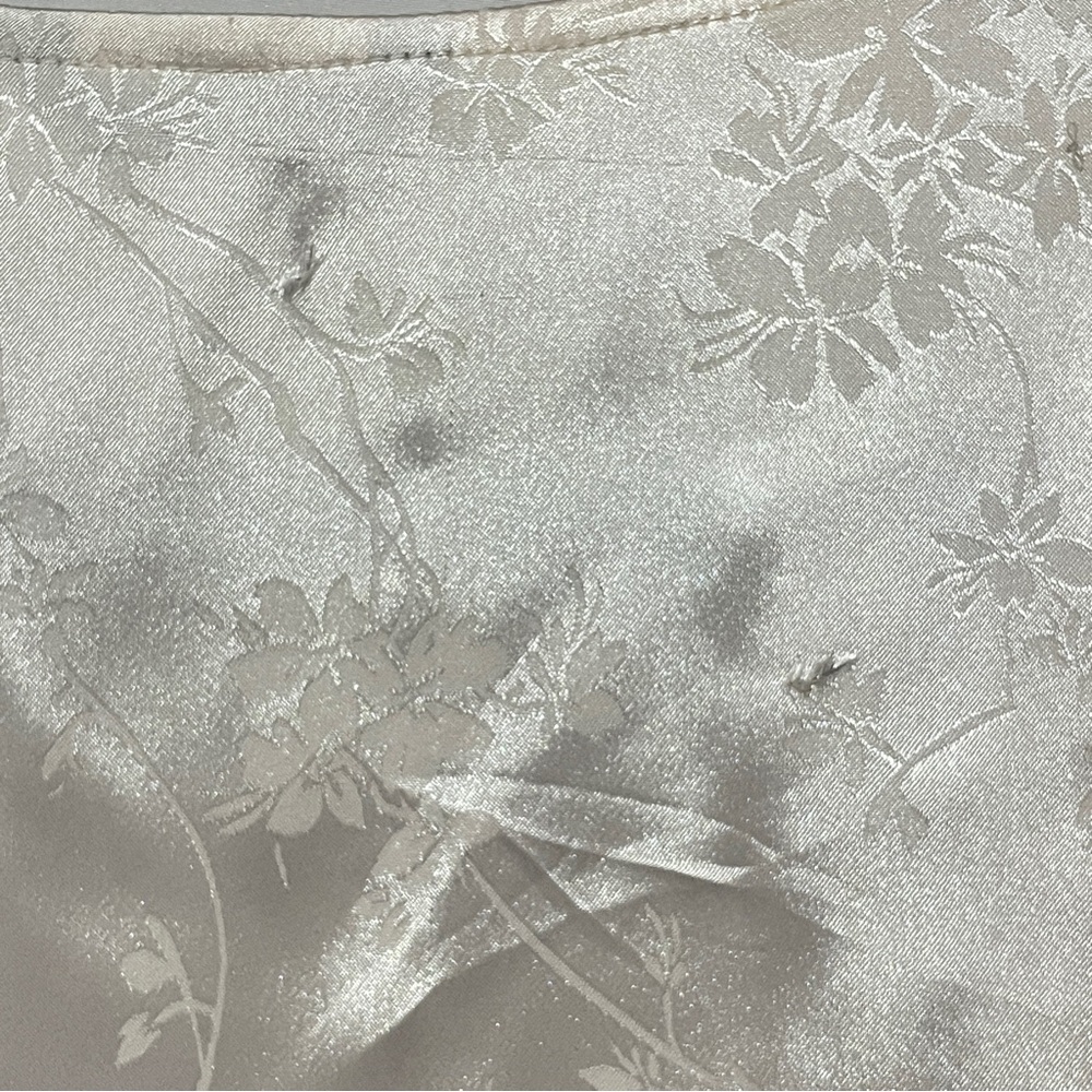 Satin Wrap Crop Top Cream Floral Jacquard Cap Sleeves - Picture 8 of 10
